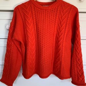 Red Madewell cable knit sweater